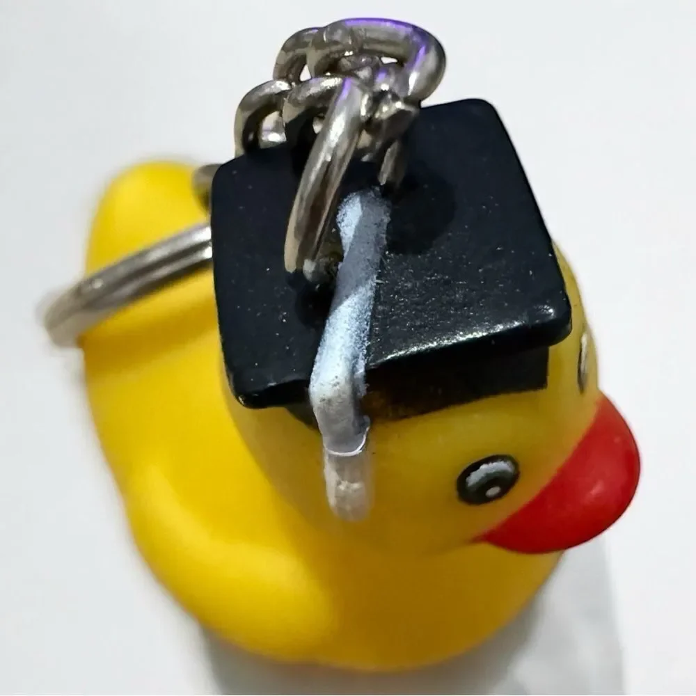 Graduation Duck Keychain Yellow Rubber with Cap & Diploma – Cute Gift Idea